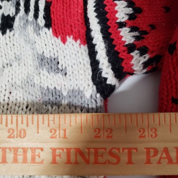 Vintage Hand Knit Snowman Sweater Nordic Red Winter Raphels Womens Large - Picture 8 of 9